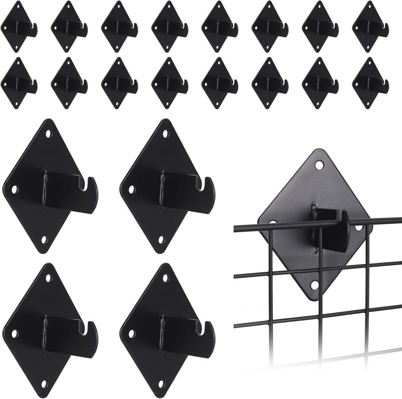 ALISWAT 20 Pcs Gridwall Mount Brackets,Metal Grid Panel Wall Mount Bracket,Grid Wall Accessory for Grid Panels Warehouse Office Cloakroom Retail Display Wall - Image 1